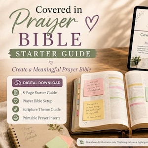 Prayer Bible Starter Guide | Bible Inserts | Prayer Bible Printable | Bible Study Guide | Christian Digital Download | Scripture Guide