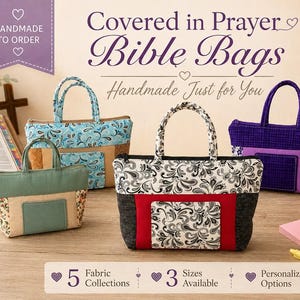 Personalized Bible Bag | Covered in Prayer Bible Bag | Christian Bible Cover | Handmade Bible Tote | Gift for Women