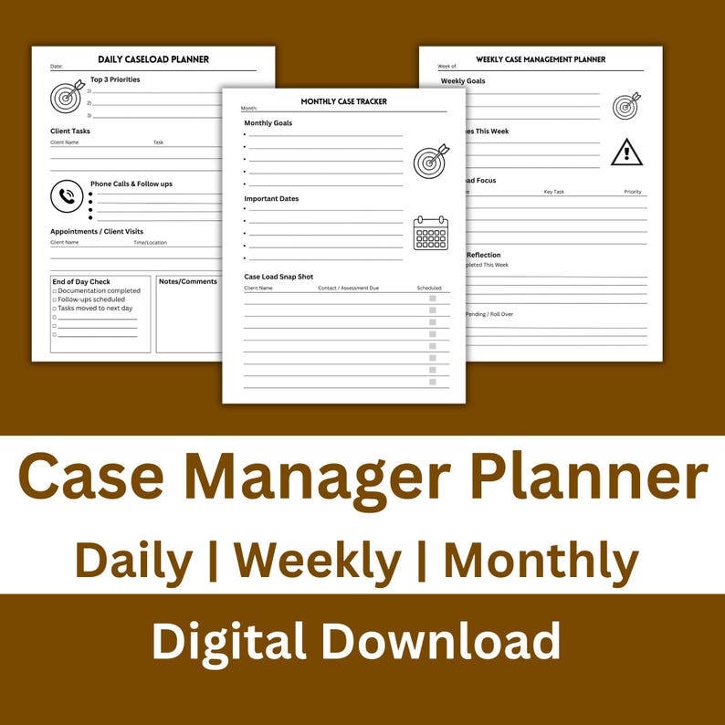 Case Manager Planner, Printable, Daily Weekly Monthly Tracker, Social ...