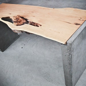 Live edge Locust wood office desk on concrete legs