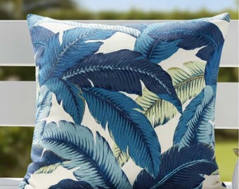 Juego de DOS fundas de almohada Tommy Bahama Tropical Swaying Palms Escape Blue para interior y exterior