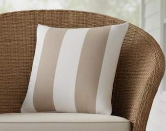 Juego de DOS fundas de almohada Sunbrella Hunters Glen Soft Brushed Stripes de 16x16 pulgadas para interiores y exteriores.