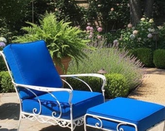 Funda de cojín Sunbrella personalizada de lona acrílica azul Pacífico en caja, repuesto para patio exterior.