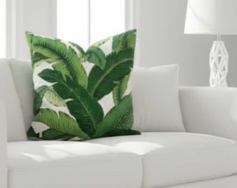 Tommy Bahama Tropical Swaying Palms Aloe Linen Indoor Pillow Cover with Zipper