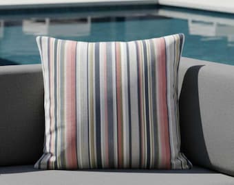 Funda de almohada Sunbrella Acrylic Highlight Splendor Stripes para interior y exterior con cremallera