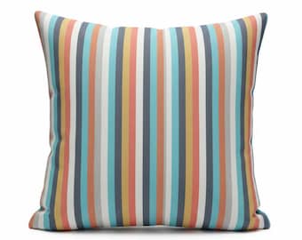 Funda de almohada de interior y exterior Sunbrella Acrylic Surround Sunrise Stripes con cremallera