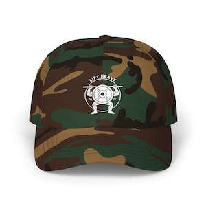 Lift Heavy Barbell Logo Cap | Camo Classic Dad Cap