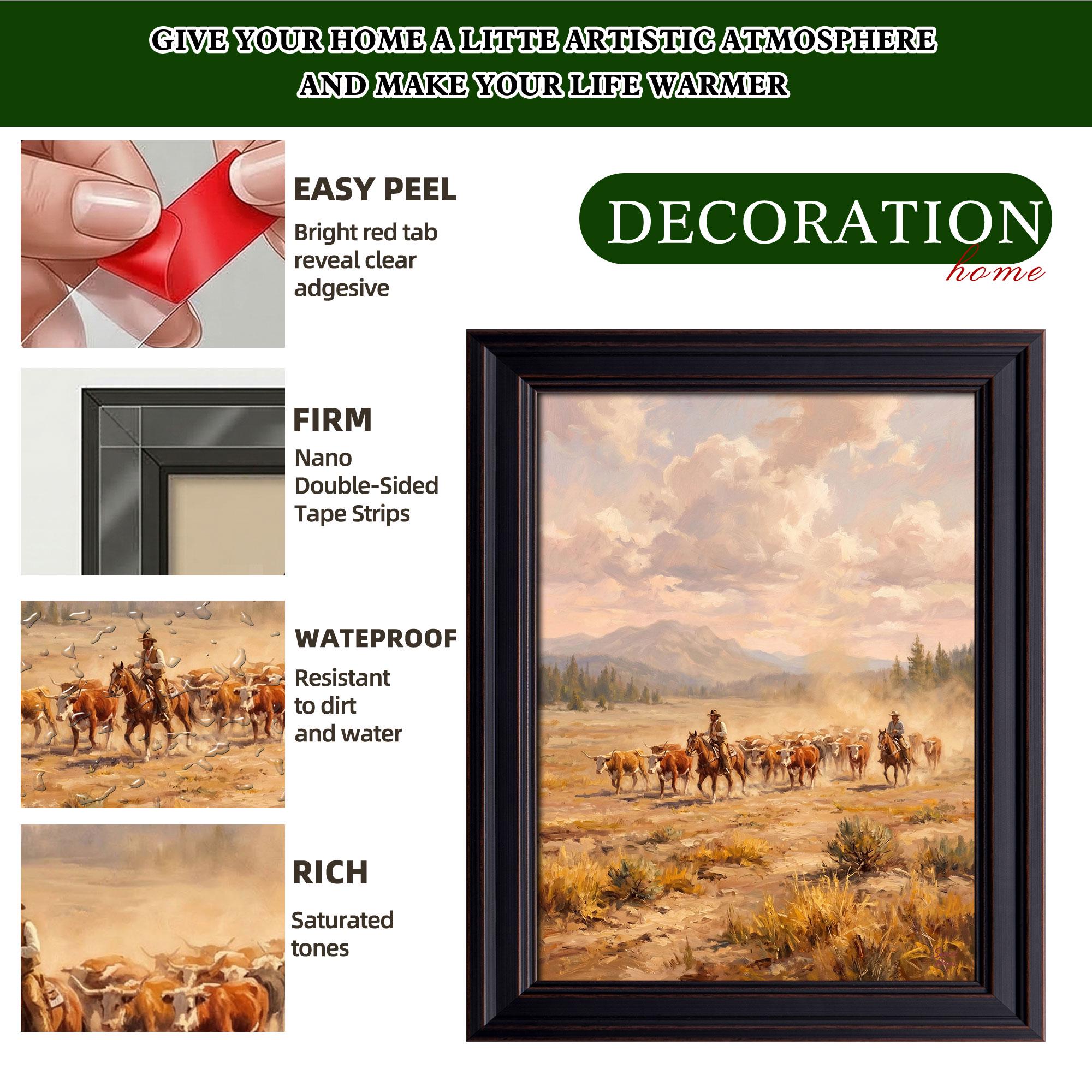 Cowboys Cattle Drive Print, Vintage Western Ranch Wall Art, Rustic ...