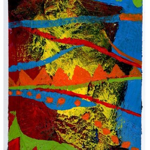 Ritmo Terrestre Audaz ACEO Original. Pintura abstracta con mucha textura – Por Ray Horner Jr.