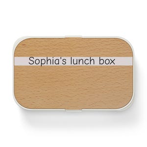Personalized Woodgrain Name Bento Lunch Box | Custom Kids Lunchbox