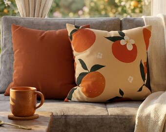 Citrus Throw Pillow Cover, Double Sided Botanical Orange Fruit Decor