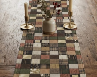 Fall Patchwork Table Runner, Harvest Farmhouse Dining Decor, Cozy Autumn Kitchen Centerpiece, Thanksgiving Table Topper