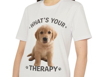 Koszulka dla miłośnika psów terapeutycznych ze szczeniakiem golden retrievera, prezent dla właściciela zwierzaka