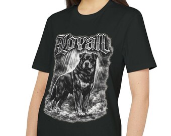 Koszulka z nadrukiem Loyall Rottweiler, koszulka z grafiką Majestic Gothic Canine, odzież dla miłośników psów