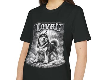 Koszulka z wizerunkiem lojalnego Alaskan Malamute, koszulka z grafiką „Majestatyczny pies”, odzież dla miłośników psów