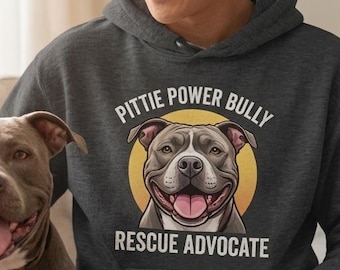 Pittie Power Rescue Advocate Hoodie, glad Pitbull hundälskare Hoodie
