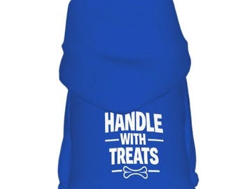 Handle With Treats Dog Hoodie • Funny Pet Apparel, Bone Graphic Pullover