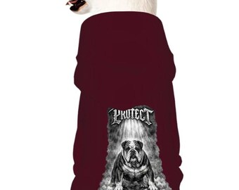 Bulldog PROTECT Dog Hoodie – Back‑Print Pet Hoodie