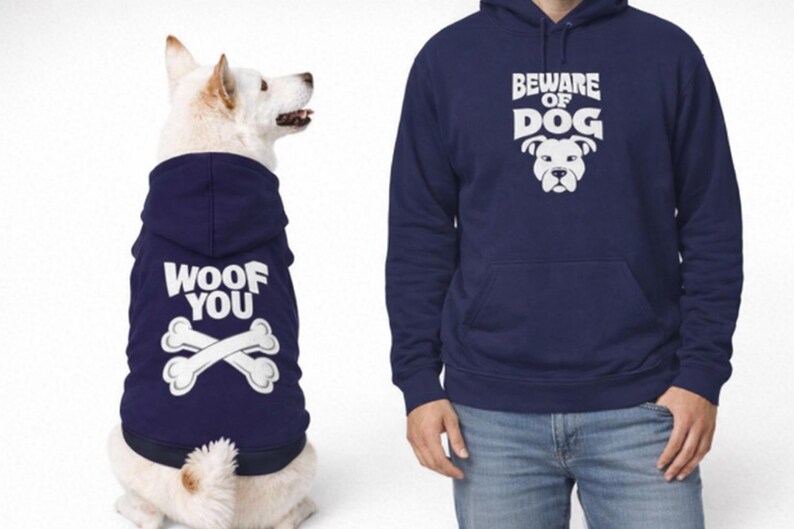 Dog Hoodie – “WOOF YOU” | Matching Human Hoodie Available image 1