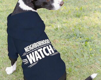 Neighborhood Watch Dog Hoodie, Small Medium Pet Apparel, Polyester Coat
