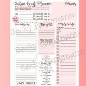 Online Event Planner 8 1/2 x 11 3 Ring Binder, or Large Happy Planner