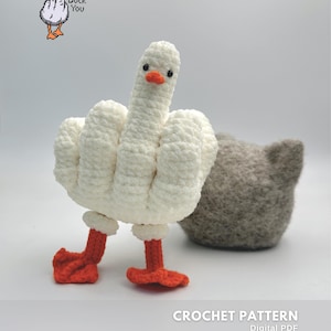 DUCK YOU Anka Virkmönster, Rolig Amigurumi PDF, Sassy Långfinger Anka, Sarkastisk Kontorsdekor Gåva