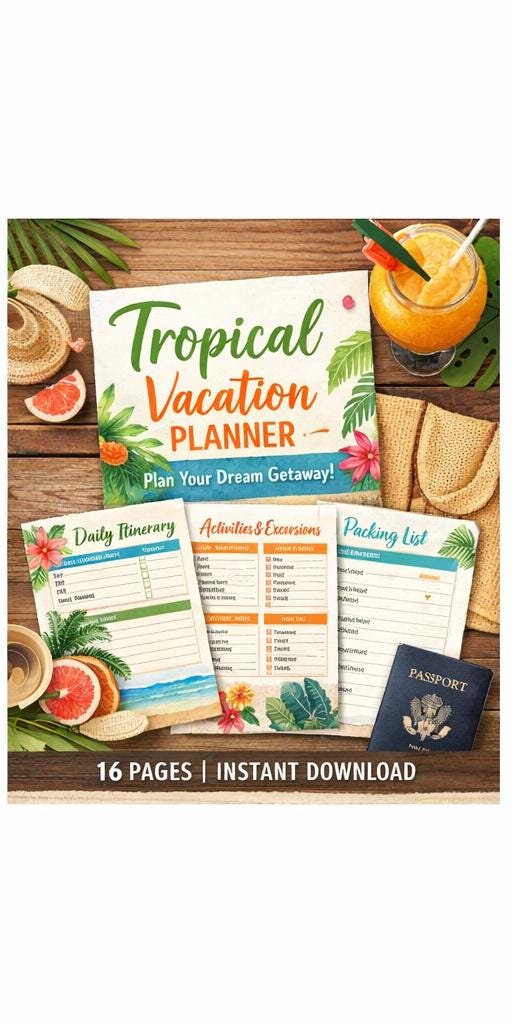 Tropical Vacation Planner | Beach Trip Itinerary, Packing List & Budget ...