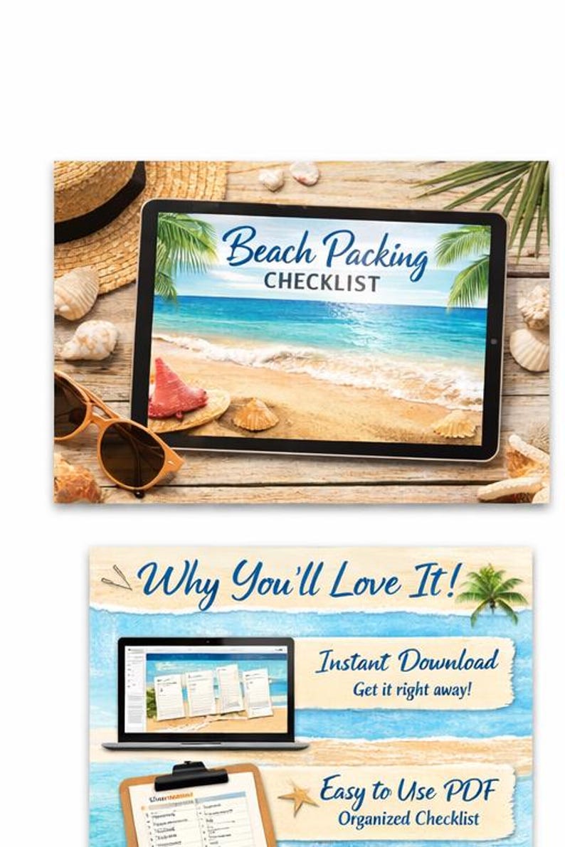 Beach Vacation Planner Checklist, Travel Itinerary (instant Download ...