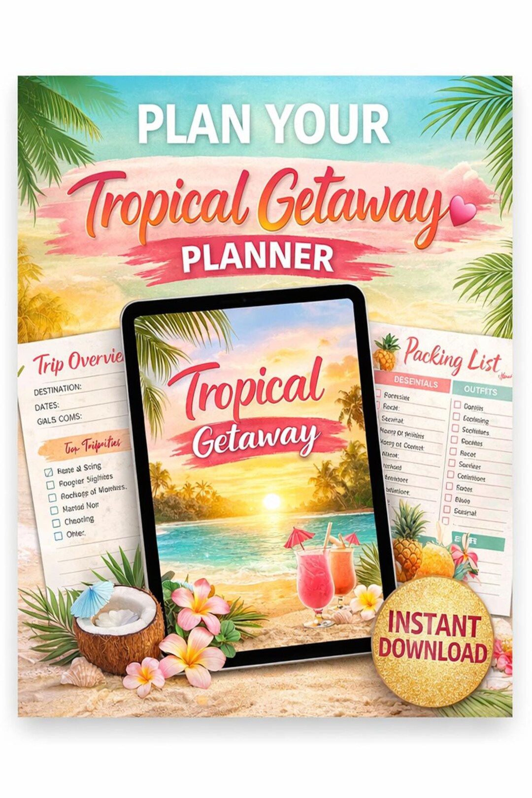Tropical Vacation Planner | Beach Trip Itinerary, Packing List & Budget ...