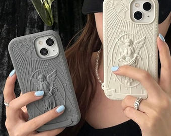 Etui na telefon z wizerunkiem anioła 3D, silikonowa osłona w stylu barokowym na iPhone'a