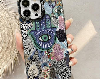 Artystyczne etui na iPhone'a z motywem złego oka, modne etui ochronne w stylu boho, szczęśliwy urok