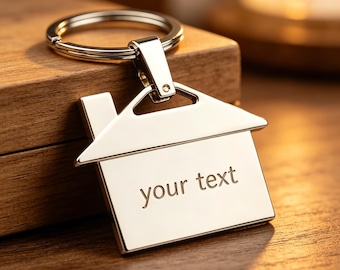 first home keyring Customized Personalized Stainless Steel Metal Keychain — House-Shaped Keychain
