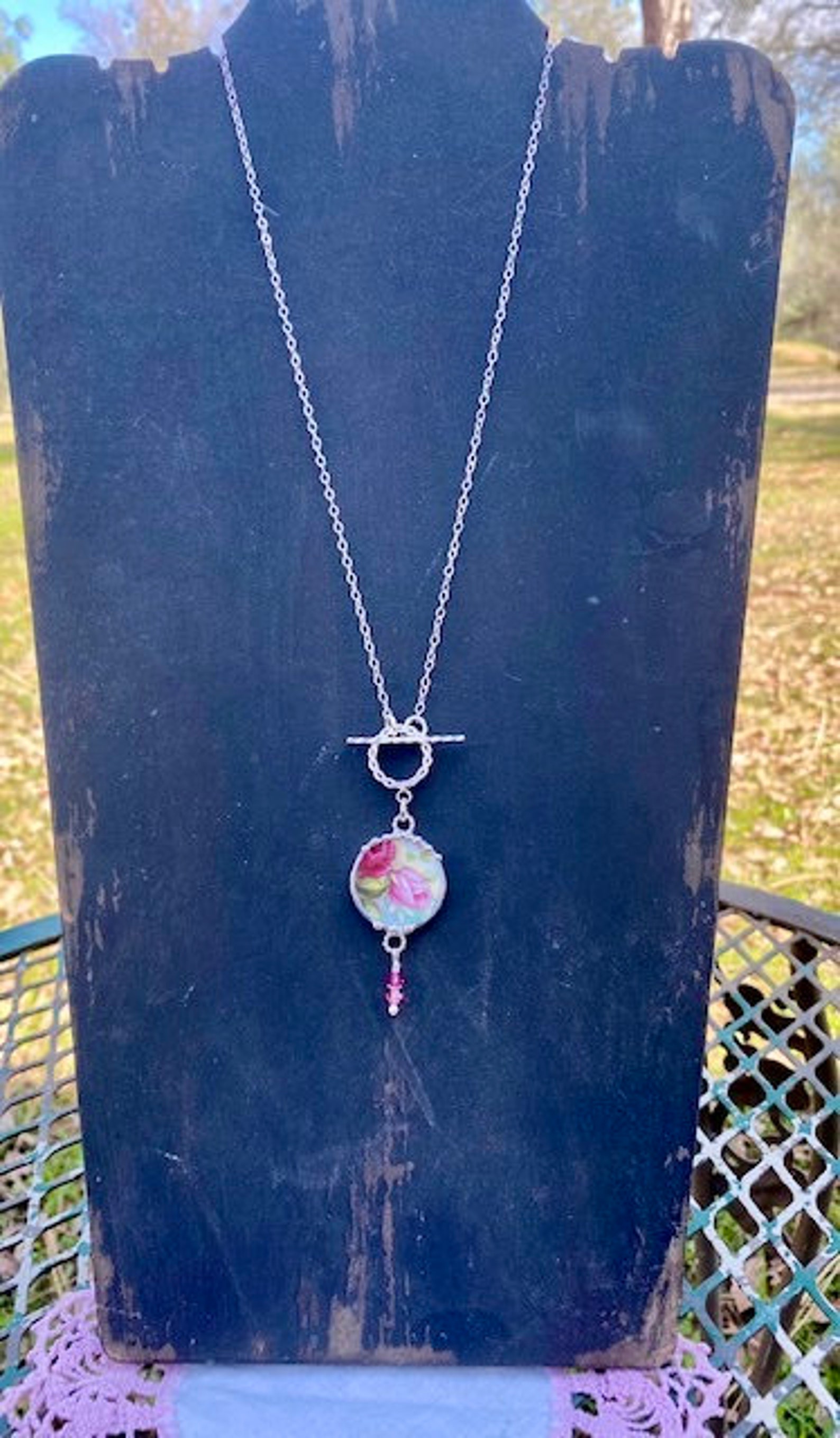 Necklace Broken China Jewelry Broken China Necklace Round Etsy