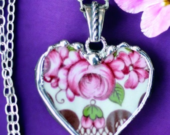 RAOING Flower Heart Pendant 【Texture】 Love Blooms Forever Diamond Crystal Womens Heart-Shaped