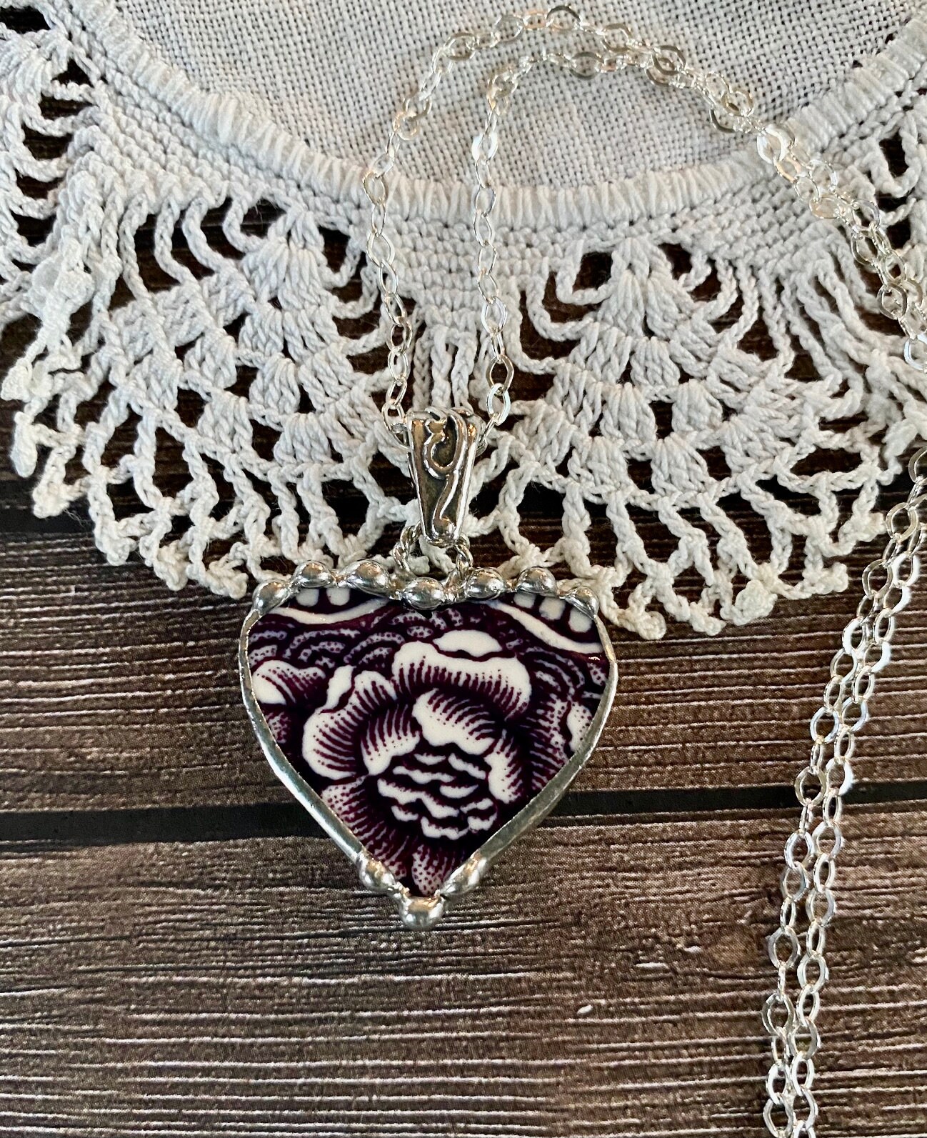 Necklace Broken China Jewelry Broken China Necklace Heart | Etsy