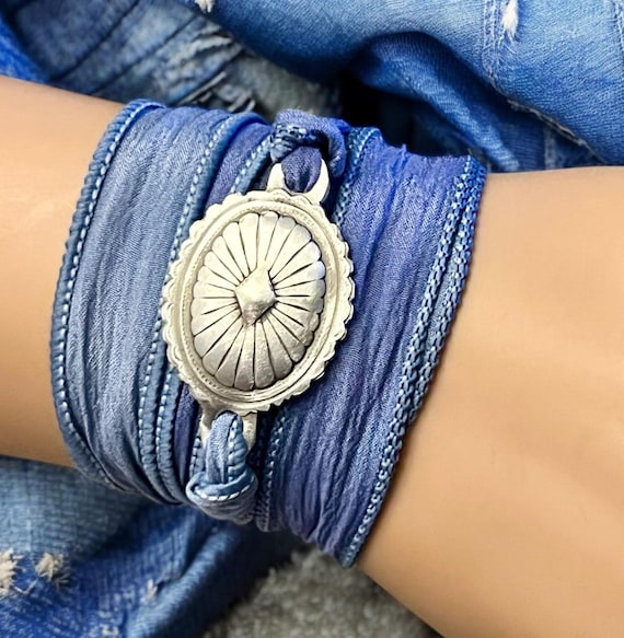 Wrap Bracelet, Yoga Bracelet, Silk Ribbon Wrap Bracelet, Boho Wrap