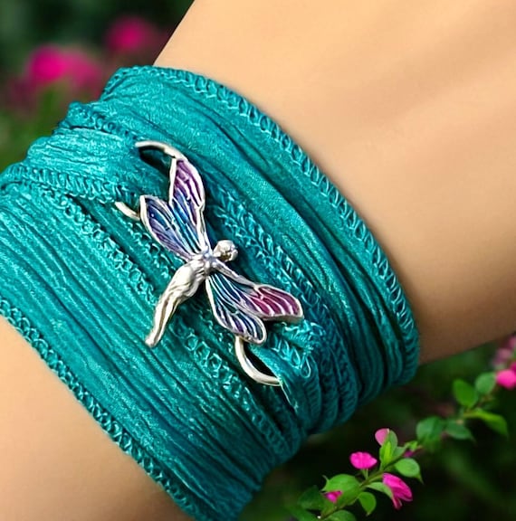 Wrap Bracelet, Yoga Bracelet, Silk Ribbon Wrap Bracelet, Boho Wrap