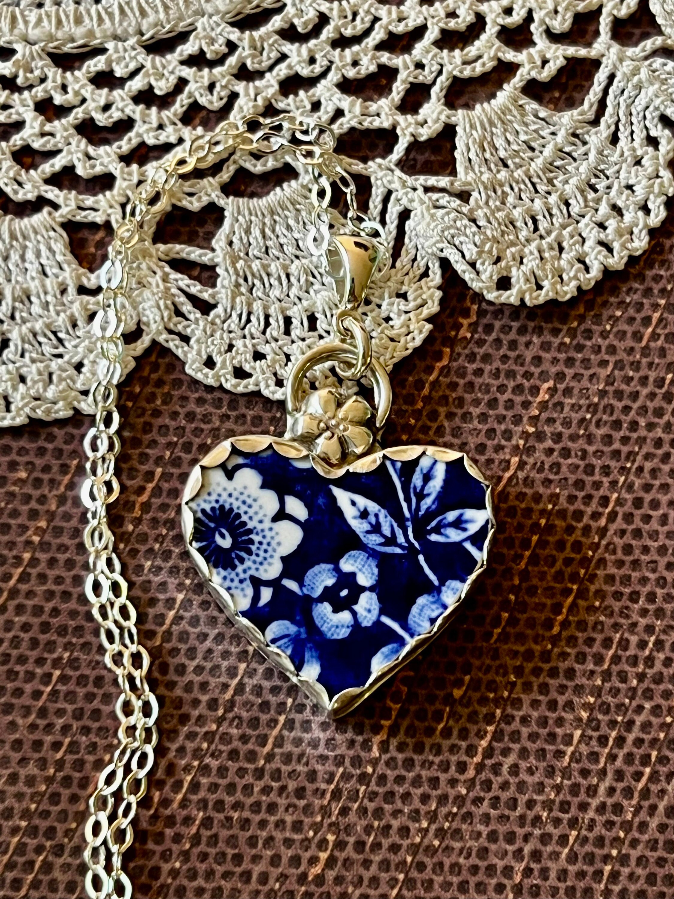 Necklace Broken China Jewelry Broken China Necklace Heart