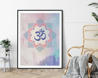 Om printable, meditation print, yoga poster, spiritual printable art, printable poster, instant download art, DIY printable typography.