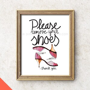PRINTABLE Art &quot;Please remove your shoes, thank you&quot; Remove shoes, Instant download art, Instant download printable, Hand drawn illustration.