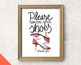 PRINTABLE Art "Please remove your shoes, thank you" Remove shoes, Instant download art, Instant download printable, Hand drawn illustration.