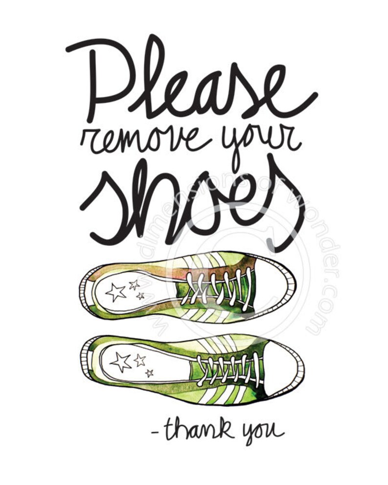 Please remove your shoes sign art print Please remove shoes | Etsy