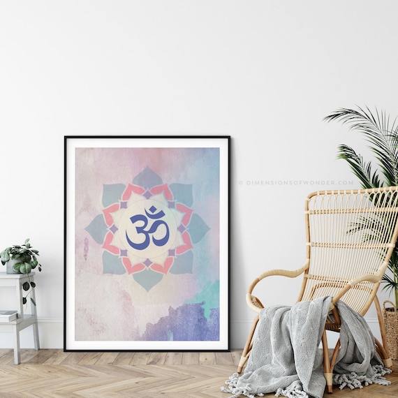 Om printable, meditation print, yoga poster, spiritual printable art, printable poster, instant download art, DIY printable typography.