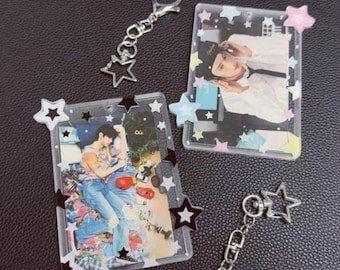 KPOP Acrylic Photocard Holder | STARTS 3 inch Card Case with Keychain | Bag Charm | Gift For Anime & Kpop PC Card Collectors