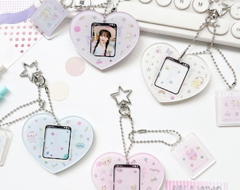 Mini Kpop Photocard Holder Keychain: 1 INCH Acrylic Idol Photo Display Frame