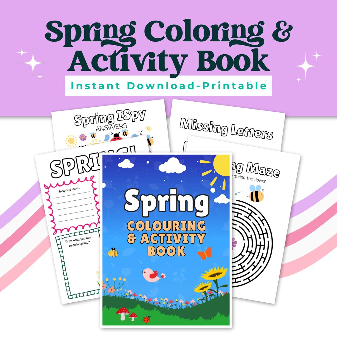 Spring Coloring & Activity Book | Kids Spring Worksheets | Word Search ...