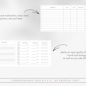 Gray Peptide Tracker Printable | Weekly Medication Log, GLP-1 Wellness ...