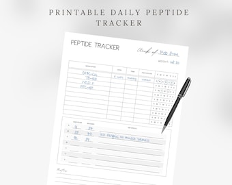 Gray Peptide Tracker Printable | Weekly Medication Log, GLP-1 Wellness ...
