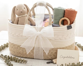 Portable Rope Diaper Caddy Organizer for Nursery Changing Table Storage