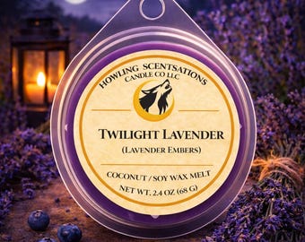 Twilight Lavender Wax Melts, Smoky Eucalyptus Sage Scent, Coconut Soy Wax (2.4 oz)